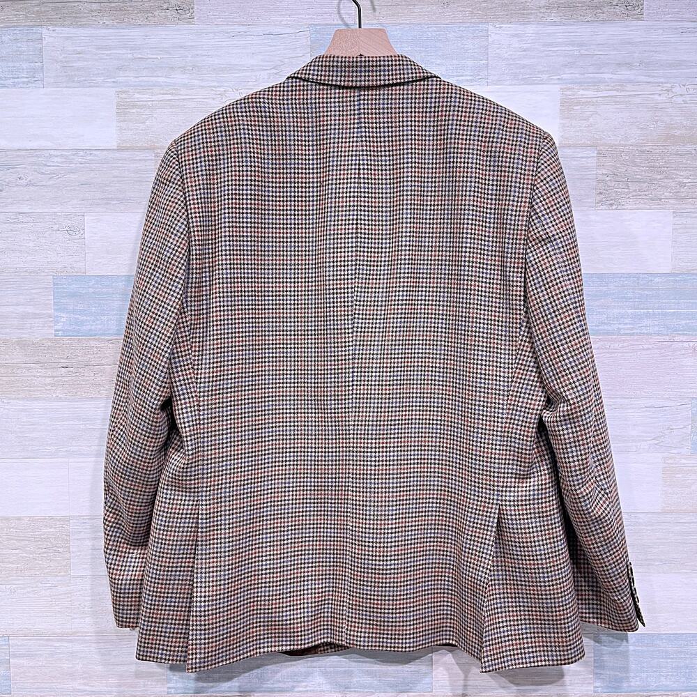 Saville Row London Wool Tweed Sport Coat Brown Houndstooth Check Mens 46R - Picture 6 of 8